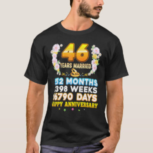 Camiseta 46 años Casados Feliz 46° Aniversario Boda Cou