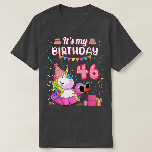 Camiseta 46 Años Unicornio Piscina Pato 46 (Diseño del anverso)