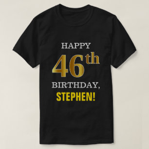 Camiseta 46.o cumpleaños del oro intrépido, negro, falso