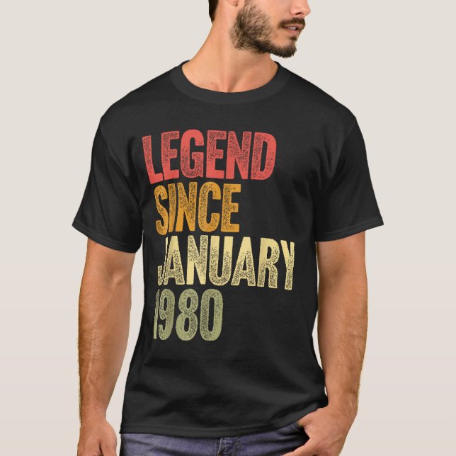 Camiseta 46 Year Old Legend Since January 1980 Retro 46th B (Anverso)