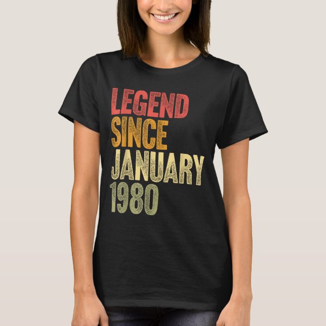Camiseta 46 Year Old Legend Since January 1980 Retro 46th B (Anverso)