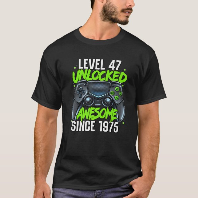 Camiseta 47.º Nivel De Jugamiento De Cumpleaños 47 Desbloqu (Anverso)