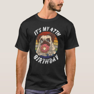 Camiseta 47 años de edad Pug y Donut Vintage angustiados 47