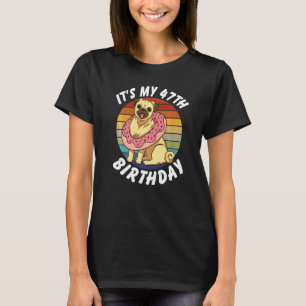 Camiseta 47 años Pug divertido y donut retro vintage 47t