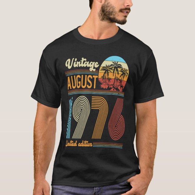 Camiseta 47 Años Vintage Agosto 1976 Mujeres M (Anverso)