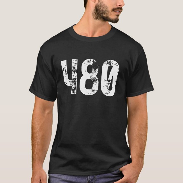 Camiseta 480 Area Code Mesa AZ Mobile Telephone Area Code 4 (Anverso)