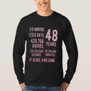 Camiseta 48.º cumpleaños de mujeres graciosas 48 años