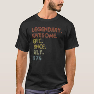 Camiseta 48 años asombroso desde julio de 1974 48º cumpleañ