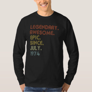 Camiseta 48 años asombroso desde julio de 1974 48º cumpleañ