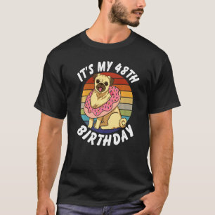 Camiseta 48 años Pug divertido y donut retro vintage 48t