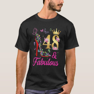 Camiseta 48 y fabulosas mariposas de cumpleaños 48 años H
