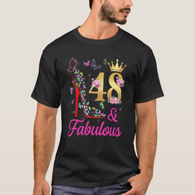 Camiseta 48 y fabulosas mariposas de cumpleaños 48 años H (Anverso)