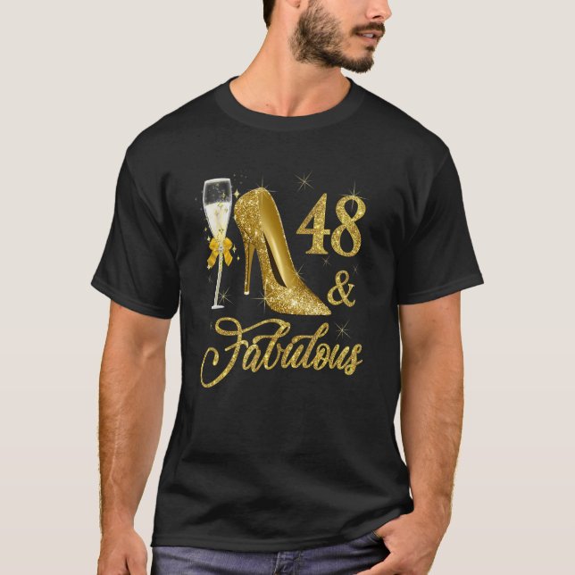 Camiseta 48 y fabuloso 48 años 48 cumpleaños Champagne (Anverso)