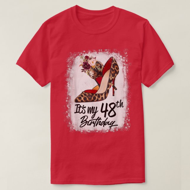 Camiseta 48 Years Old High Heels Leopard It's My 48th Birth (Diseño del anverso)