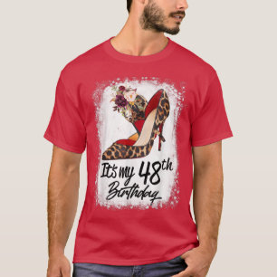Camiseta 48 Years Old High Heels Leopard It's My 48th Birth