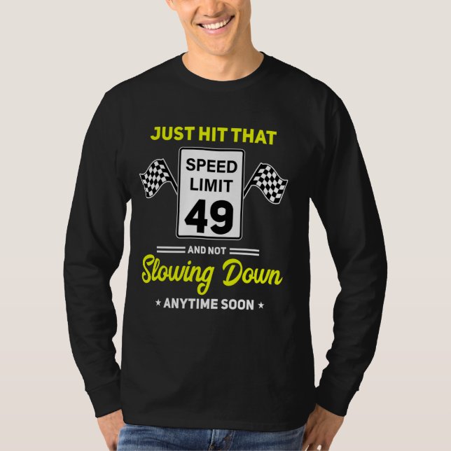 Camiseta 49.º Rótulo de límite de velocidad de cumpleaños 4 (Anverso)