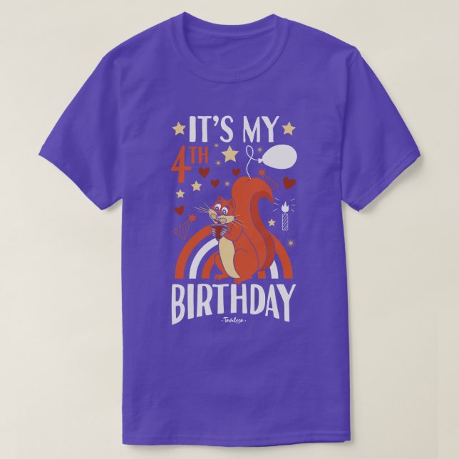 Camiseta 4.ª ardilla de cumpleaños (Diseño del anverso)