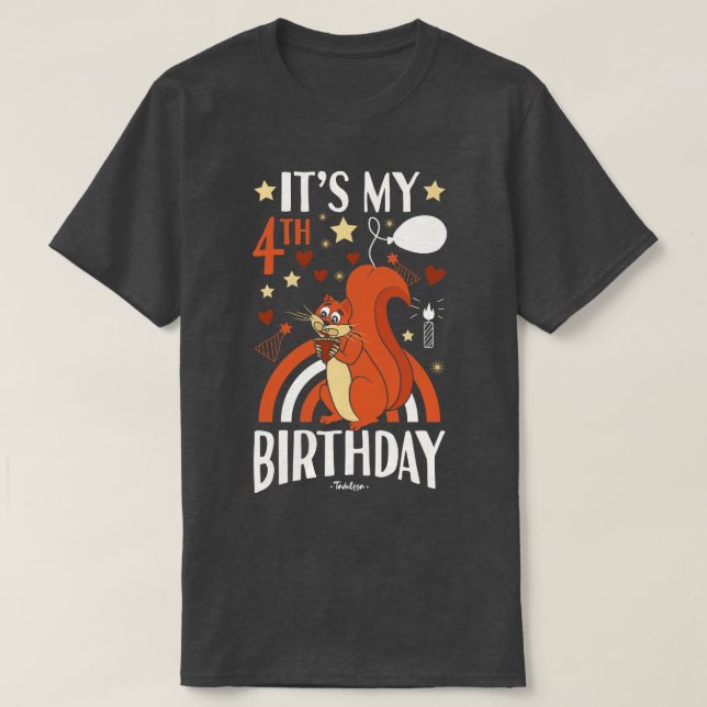 Camiseta 4.ª ardilla de cumpleaños (Diseño del anverso)