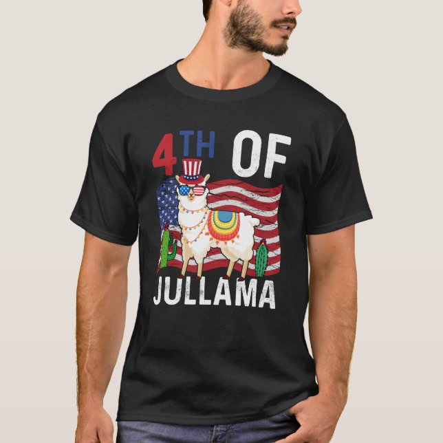 Camiseta 4.ª Bandera Patriótica De Jullama Lama 4 De Julio (Anverso)