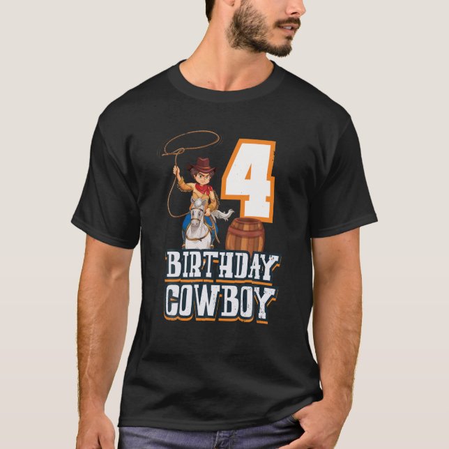 Camiseta 4.ª Bola De Cumpleaños Caballo De Vaquero En Rodeo (Anverso)