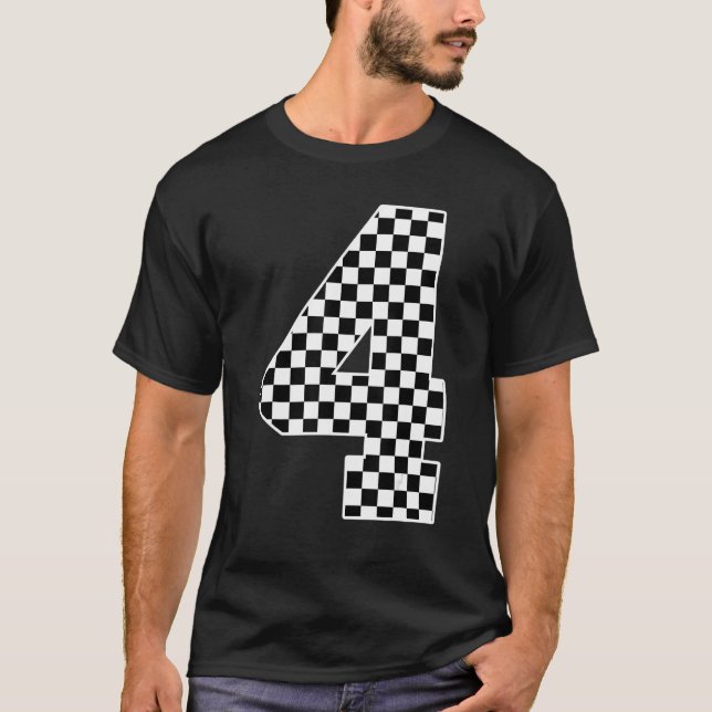 Camiseta 4.ª Carro de Carrera de Cumpleaños de 4 años de ed (Anverso)