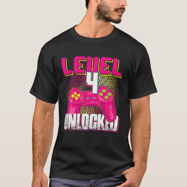 Camiseta 4.ª Niña Chica De Cumpleaños De 4 Años De Edad Niv (Anverso)