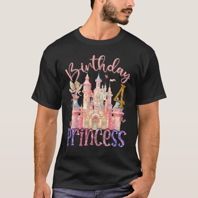 Camiseta 4.ª Princesa de Cumpleaños, cuento de hadas de 4 a (Anverso)