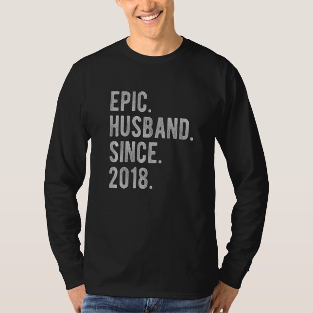 Camiseta 4.º Aniversario Boda De Su Esposo Épico Desde (Anverso)