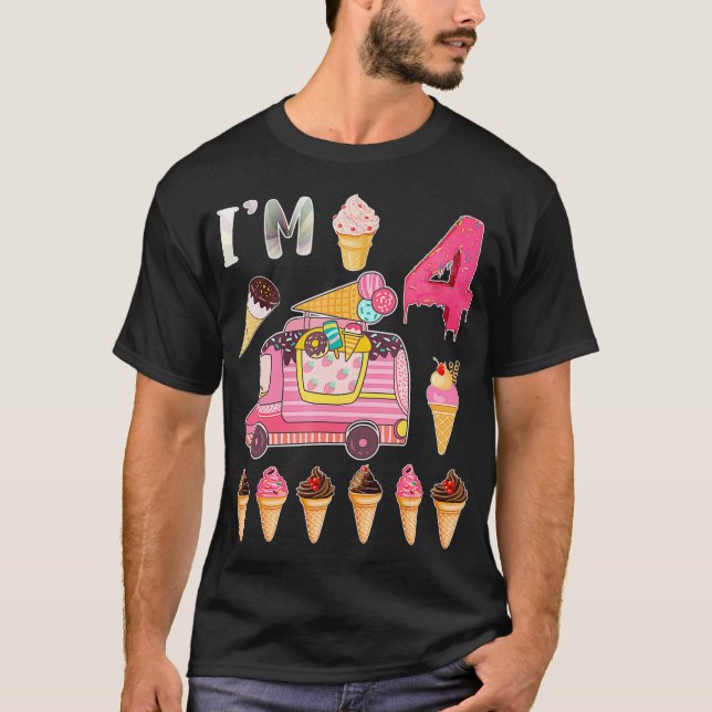 Camiseta 4.º Camión De Jubilación De Cumpleaños Im 4 Bday I (Anverso)