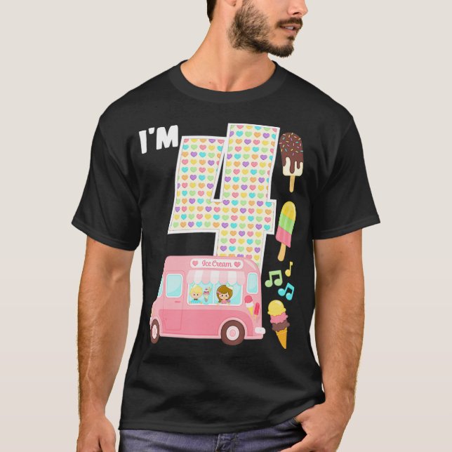 Camiseta 4.º Camión De Jubilación De Cumpleaños Im 4 Bday I (Anverso)