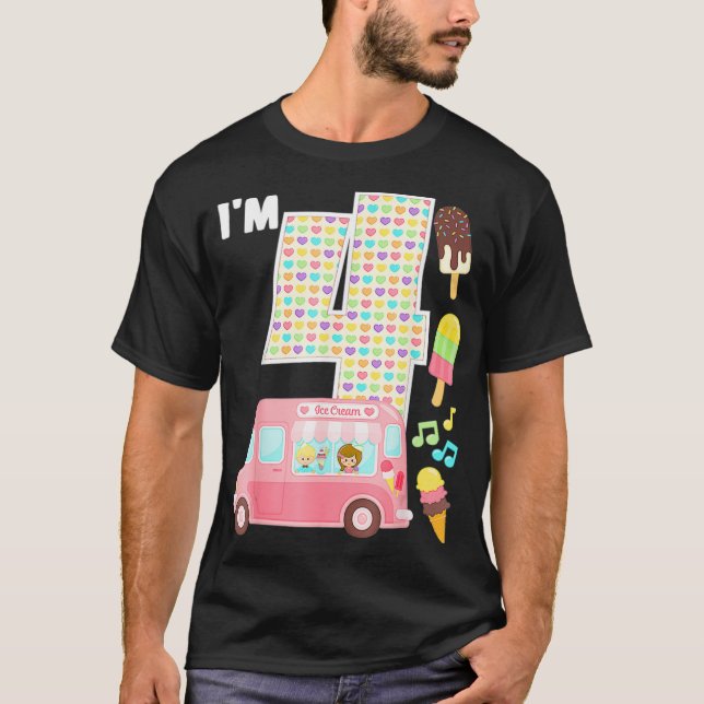 Camiseta 4.º Camión De Jubilación De Cumpleaños Im 4 Bday I (Anverso)