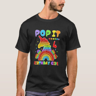 Camiseta 4.º Chica de cumpleaños Pop It Fidget Toy de 4 año
