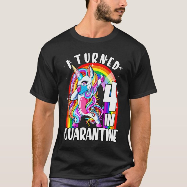 Camiseta 4.º chica de cumpleaños unicornio de 4 años (Anverso)