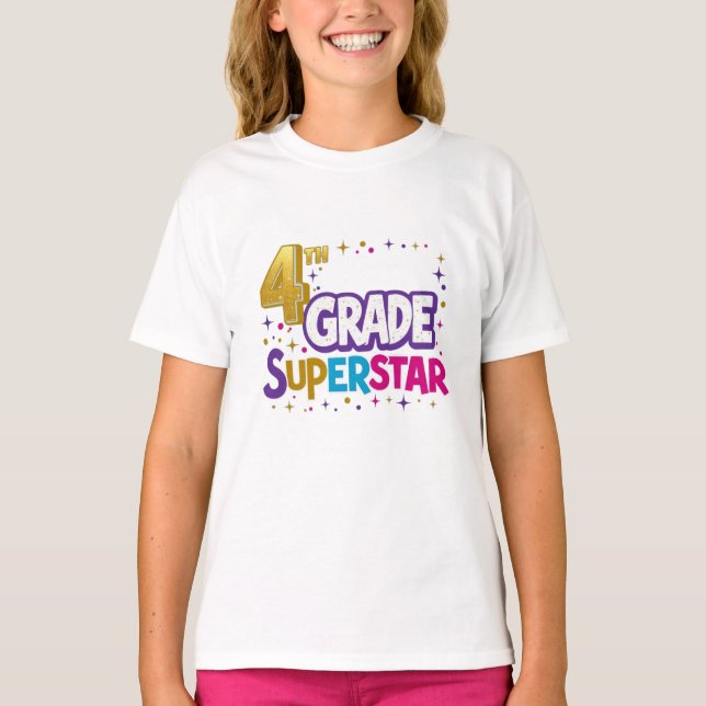 Camiseta 4.º chica de regreso a la escuela 2024 (Anverso)
