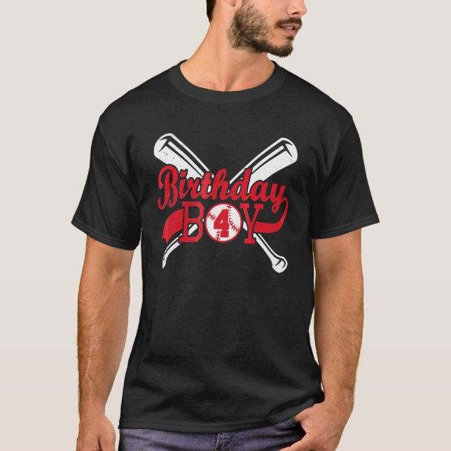Camiseta 4.º Cumpleaños 2018 Niños de Béisbol 4 Siete (Anverso)