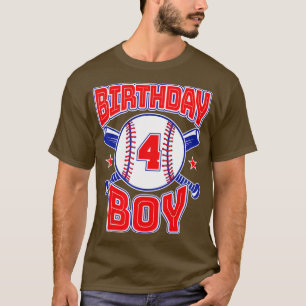 Camiseta 4.º cumpleaños Béisbol Gran Número Cuatro Años B