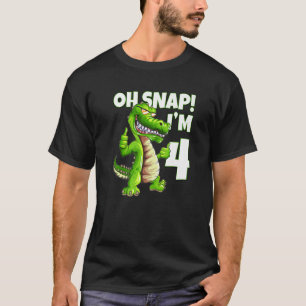 Camiseta 4.º cumpleaños Cocodrilos Alligator Cuarto cumplea
