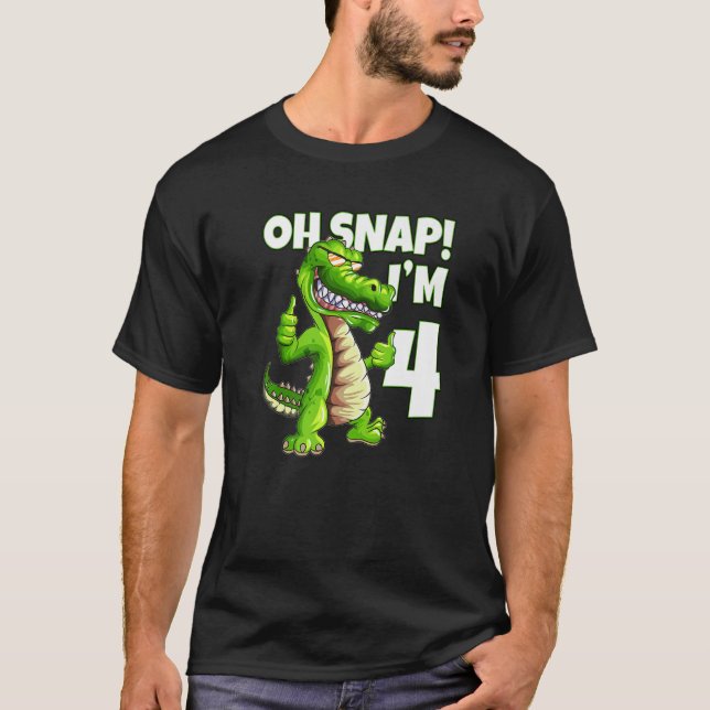 Camiseta 4.º cumpleaños Cocodrilos Alligator Cuarto cumplea (Anverso)