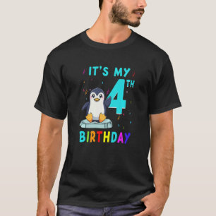 Camiseta 4.º cumpleaños Cute Penguin de 4 años