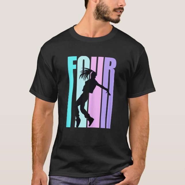 Camiseta 4.º Cumpleaños De Baile Para Chicas Hiphop Dancer  (Anverso)