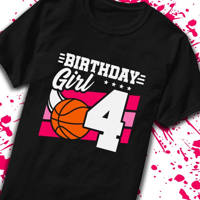Camiseta 4.º cumpleaños de básquetbol Chica de 4 años (Subido por el creador)