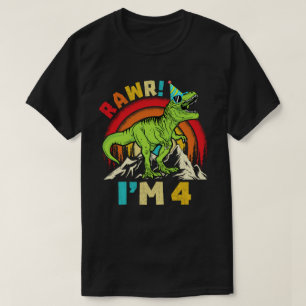 Camiseta 4.º cumpleaños Dinosaur T Rex Rawr Tengo 4 para Ni