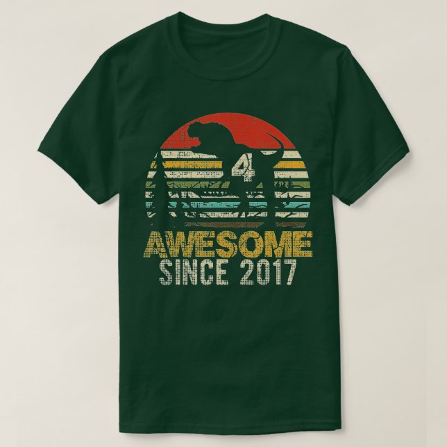Camiseta 4.º cumpleaños Dinosaurio 4 años de edad increíble (Diseño del anverso)