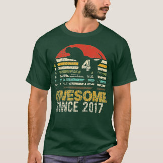 Camiseta 4.º cumpleaños Dinosaurio 4 años de edad increíble