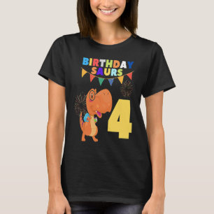 Camiseta 4.º Cumpleaños Dinosaurio Prehistórico Para Niños 
