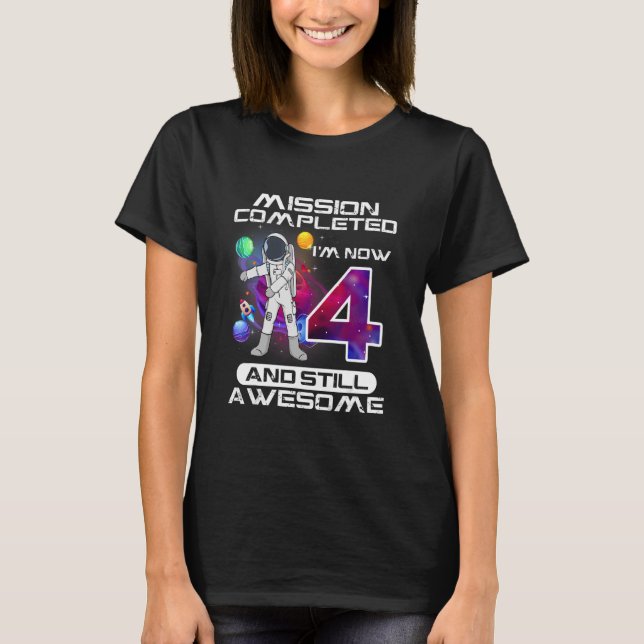 Camiseta 4.º cumpleaños Espacio Astronauta de 4 años (Anverso)