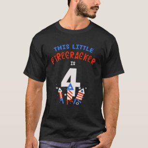 Camiseta 4.º Cumpleaños Este Pequeño Fogonero Es 4 Fuegos A