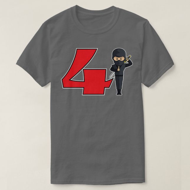 Camiseta 4.º cumpleaños Ninja Samurai Karate Taekwondo (Diseño del anverso)