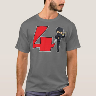 Camiseta 4.º cumpleaños Ninja Samurai Karate Taekwondo
