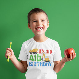Camiseta 4.º Cumpleaños Personalizado de Vehículo de Constr